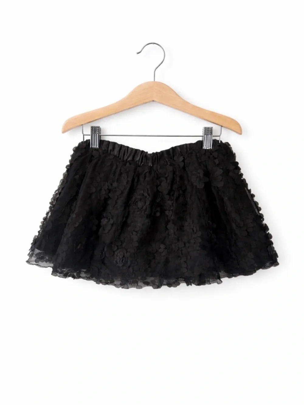 The Children’s Place Black Tulle Flower Skirt 3T Girls Lace Party Twirl Dressy